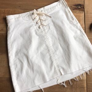 J. Crew Lace Up White Denim Skirt